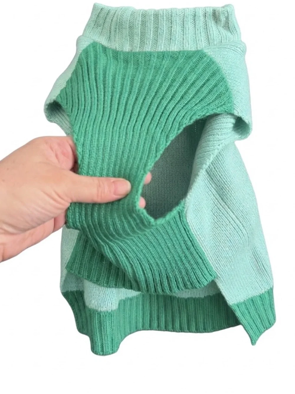 Cute Green Monster Knit Dog Sweater with Faux Fur Hair